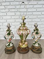 Front view of all three porcelain lamps