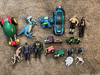 Group shot of entire lot displaying all figures and vehicles