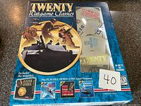 Front of Twenty Wargame Classics box showing artwork, title, featured game thumbnails