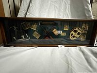 Front view of entire framed hockey shadow box