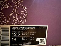 Box size label showing model, size 12.5, code HJ2963-900