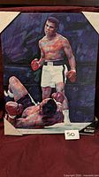 Front view of Muhammad Ali canvas print with corner protectors