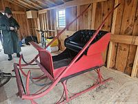 Full view of sleigh showing body, shafts and runners
