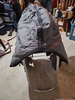 Saddle bag draped over stand showing overall shape