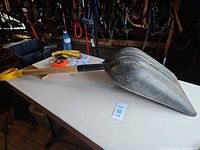 Full view of shovel showing blade, handle and D-grip