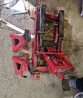 Top view of motorcycle jack and both axle stands