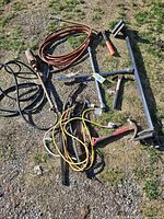 Wide view of all tools laid out on ground