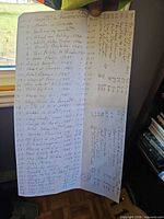 Handwritten inventory list of Nancy Drew titles with years and numbers