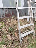 Lower section of ladder displaying rungs, rail, and Featherlite logo