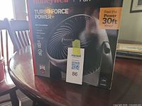 Front of sealed Honeywell TurboForce Power+ HT900C fan box