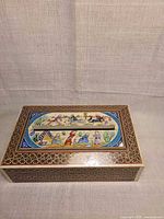 Top view showing painted panel and khatam inlay