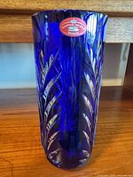 Front view showing sticker and cut pattern