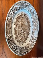 Full view of oval brown transferware platter