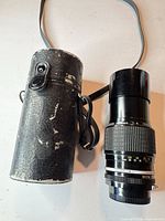 Lens and carrying case side by side
