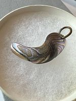 Front view of abalone pendant showing iridescent surface and bail