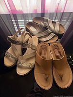 Top view of all three footwear pairs