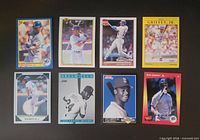 All eight Ken Griffey Jr. baseball cards laid out