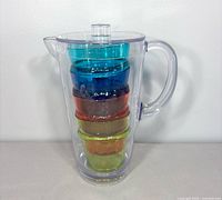 pitcher with stacked tumblers to show set and nesting