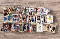 All 90 Roberto Alomar cards spread out face-up