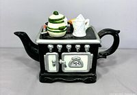 Full left side view of ceramic stove teapot