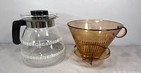 Carafe and filter cone side by side