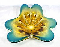 top view showing turquoise rim and amber center