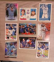 Front view of all nine Vladimir Guerrero Jr. Toronto Blue Jays trading cards arranged in three-by-three grid