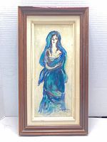 Full frontal view of framed oil painting