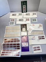 Overall layout of all stamp sheets, folders and FDCs