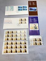 Group shot showing all stamps, covers, sheets, blocks