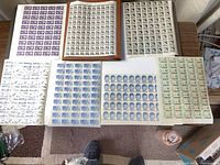 Overview of several full sheets laid on table