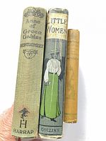Spines of the three books showing titles, publishers and cloth condition