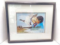 Full view of framed print with mat and frame