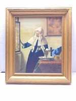 Full view of framed oil painting