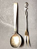 Teaspoon and cocktail fork full view