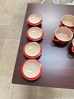 Lids interior view showing beige glaze, set of four