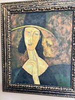 Front view of framed acrylic portrait painting