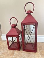 Both red lanterns front view showing size difference and handles