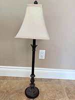 Full view of lamp including shade and base