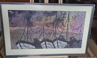 Full view of framed batik painting
