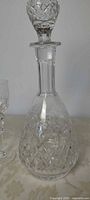Decanter with stopper showing cut pattern and clarity