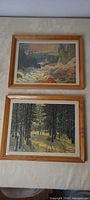 Both framed prints on wall