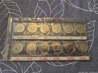 Front of plastic holder showing 12 reverse designs labeled January to December