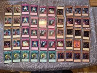 Overhead view of all 50 cards arranged in 6 columns