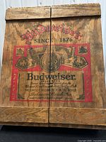Front view showing Budweiser graphics on double doors