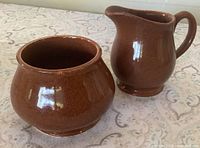 Front view of Sadler creamer pitcher and sugar bowl