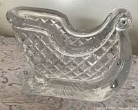 side view of lead crystal sleigh showing diamond cut pattern
