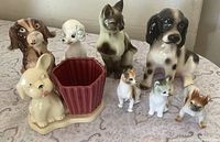 Front view showing all eight porcelain pieces