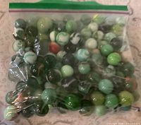 Full view of the sealed bag filled with marbles