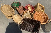 All baskets grouped on pavement